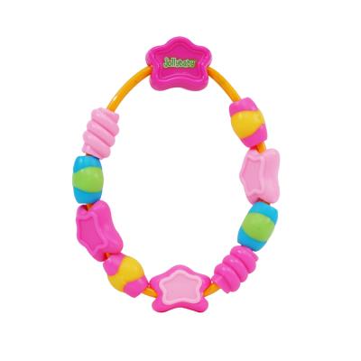 China Washable Pink Star Ratchets Teether Necklace Toy Girl Plastic Baby Teething Infant Baby Teethers for sale