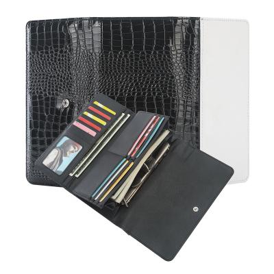 China Custom Sublimation Printing PU Sublimation Crocodile Female Blank Blank Leather Trifold Wallet for sale