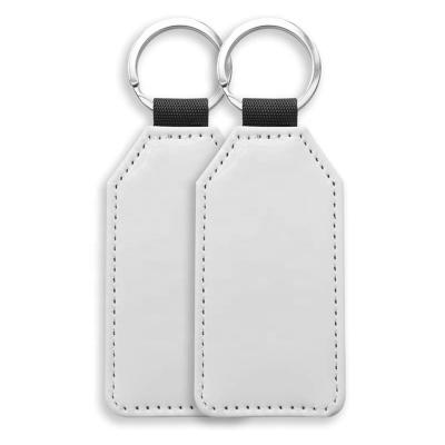 China Sublimation Blanks Wholesale 2021 New Double Sided Rectangle PU Leather Blank Keychains Sublimation Print for sale