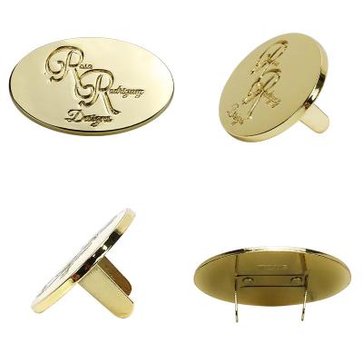 China handmade metal Logo Oval Shape Engraved Metal Logo For Handbags custom nickel free for sale