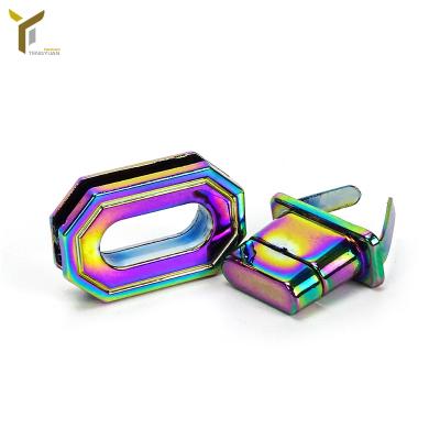 China Polished Wholesale Metal Push And Turn Purse Locks Twist Locks Rainbow Color Custom Design for sale