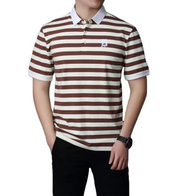 China Wholesale High Quality 100% Cotton Short Sleeve Anti-Wrinkle Striped Polo Shirt With Soft Embroidered Custom Logoed For Men's Polo Shirt for sale