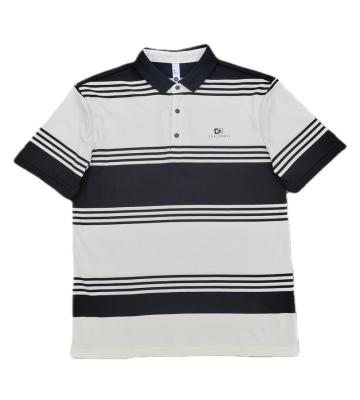 China Anti-Wrinkle Fashion Fabric High Quality 100% Yarn-Dyed Cotton Lap Striped Golf Polo Shirt Striped Men Short Sleeve T-Shirt for sale