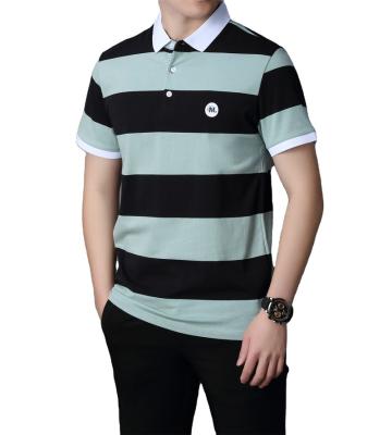 China New ArrivalHigh Quality Anti-wrinkle Turn Down Striped Polo Shirt Men's Golf Polo Short Sleeve T-Shirt for sale