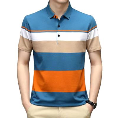 China Anti-Wrinkle Men's Casual Polo Shirt Short Sleeve Slim Fit Stripe Cotton Basic Designed Polo Shirts for sale