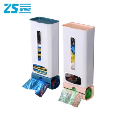 China Viable garbage bag storage box, plastic bag collector, removable kitchen wall hanging bag organizer for sale