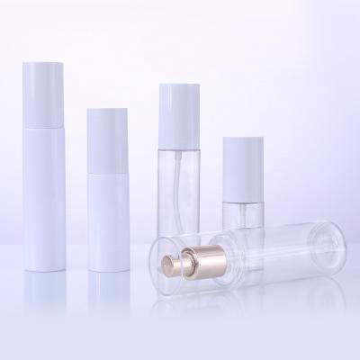 China Cosmetic Wholesale Cylinder Shape PET 6 Ounce Plastic Lotion Bottles With Gold Pump for sale