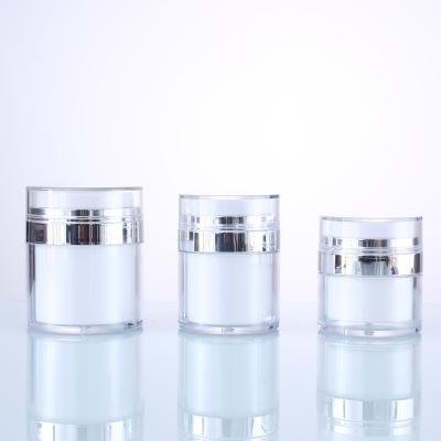 China Cosmetic Cylinder Customized 15ml 30ml 50ml White Acrylic Airless Cream Jar Factory Wholesale for sale