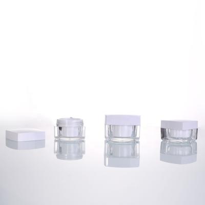 China Pearl White Cosmetic Acrylic Plastic Cosmetic Bottle Jar And Container For Cream And Lotion for sale