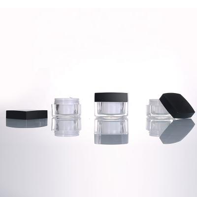 China 15g 30g 50g Cosmetic Empty Acrylic Plastic Cream Lotion Jar And Bottle With Dark Black Lid for sale