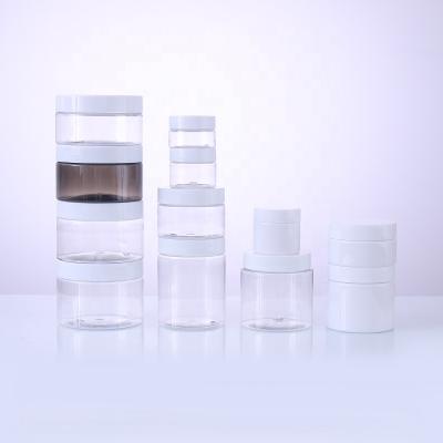 China Customized Plastic Cylinder PET Cosmetic Container Jar 500ml Cosmetic Packaging For Cream for sale