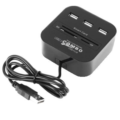 China Support Combo ID Card Reader for SIM Card and CAC Card TF Card SD MMC Card USB2.0 Hub 3 USB HUB Multi Port Smart Splitter USB Driver for sale