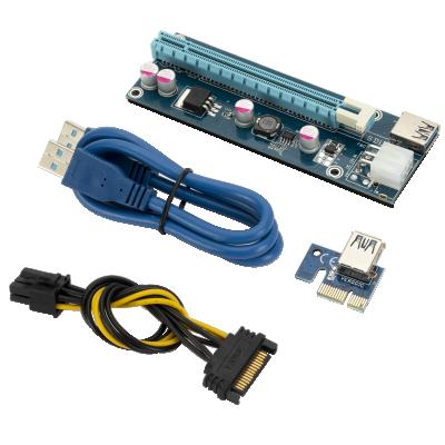 China VER006C PCI-E 1X to 16X 6 Pin Riser Card PCIe Supplement SATA to USB 3.0 Pin Power Cable for VER006C 6Pin Video Graphics Card for sale