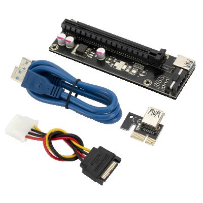 China VER006 PCI-E 1X to 16X 4 Pin Riser Card PCIe Supplement SATA to USB 3.0 Pin Power Cable for VER006 4Pin Video Graphics Card for sale