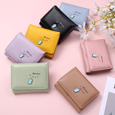 China Wholesale Anti-theft Ladies Wallets Pinch Custom PU Monster Cartoon Women's Small Mini Short Leather Wallet for sale