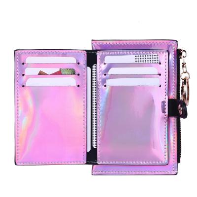 China Wholesale 2022 color focus anti-theft ladies coin purse with card holder shiny laser zipper wallet for women for sale