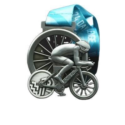 China ALL Competition Metal Custom 3D Metal Bike Award Zinc Alloy Antique Silver Medal for sale