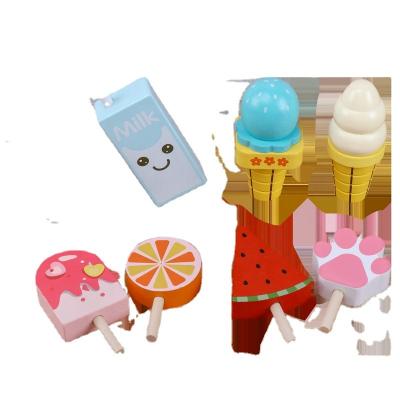 China Parent-child interactive wooden pretend play children's fun fruit cartoon simulation popsicles ice cream wooden toys for sale