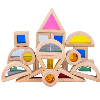 China Beech Wood Building Rainbow Stacker Wooden Stacking Blocks Montessori Preschool Learning Educational Toys for Baby Toddlers Kids Boys Girls for sale