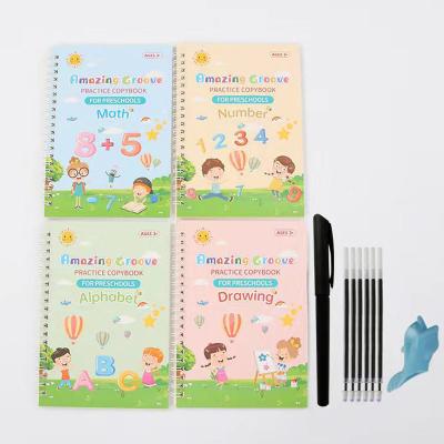 China paper & Cardboard Dipped Magic Common Groove Practice Practice Writing Book English Reusable Magic Books For Kids Tracing Calligraphy for sale