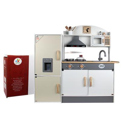 China Big Hot Sale Wooden Fridge Amazon Kitchen Set Toys Children's Kitchen Toys Pretend To Play With Kitchen Toys for sale