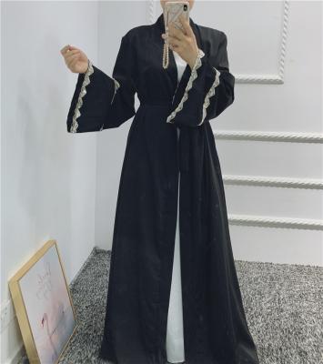 China Soft Elegant Casual Modern Islamic Pleated Lady Maxi Dress With Belt Muslim Kimono Maxi Dress For Ladies for sale