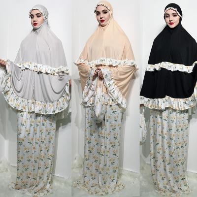 China Wholesale Casual Modern Arab Islamic Suit Abaya Hijab Prayer Lace Up Modest Abaya Dubai 2pcs Skirts for sale