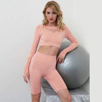 China Tiktok Gym Two Piece Workout Breathable Clothing Women High Waist Leggings Sports Active Wear Yoga Sets for sale