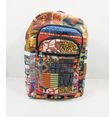 China With USB Cotton African Colorful Floral Backpacks for sale