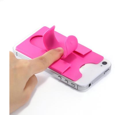 China 100% Custom Promotional Eco-friendly Logo Printed Silicone Phone Card Holder for sale