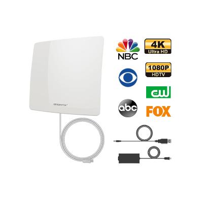 China GREENTEK Plastic HDTV OTA Signals Curve White Indoor TV High Gain Antenna with Amplifier for sale