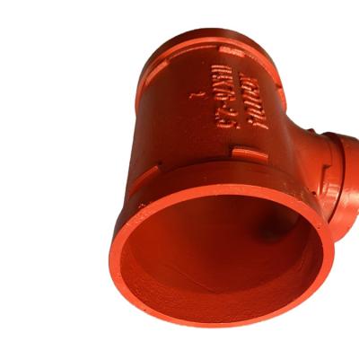 China Eco-friendly end threaded grooved fittings large mech plug to reduce flange Grooved reducing tee for sale