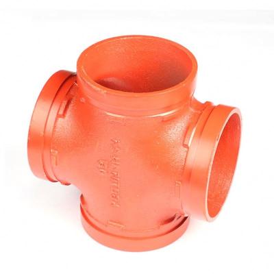 China Eco - Friendly Grooved Reducing Ductile Iron Tee Grooved Pipe Fittings Cheap Price Epoxy Coated Casted Grooved Ductile Iron Pipe Fitting for sale