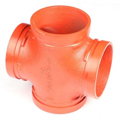 China Best Selling Eco-friendly Grooved Iron Double Flange Tee Pipe Fitting Malleable Iron Grooved Pipe Fittings For Fire Fighting for sale