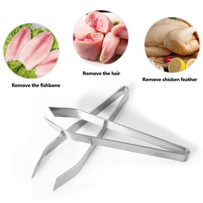 China Viable Precise Kitchen Instrument Stainless Steel Tongs Tongs Remover Tool Fish Bone Chef Tweezers for sale