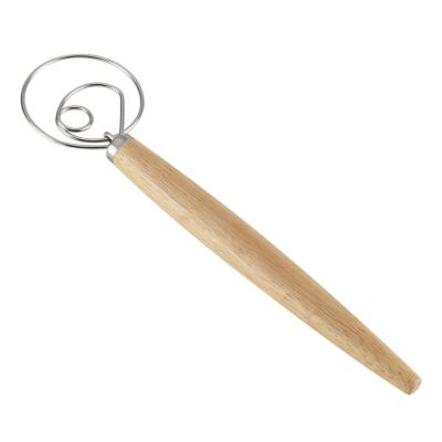 China Viable Kitchen Dish Tools 13 Inch Dough Beater Bread Baking Tools Hand Hook Dutch Wooden Bread Mixer for sale