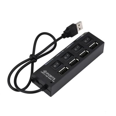 China Electronic Hardware USB 2.0 Left Hub 4 USB Hub On/Off Switches With DC Power Adapter Cable For PC Laptop for sale