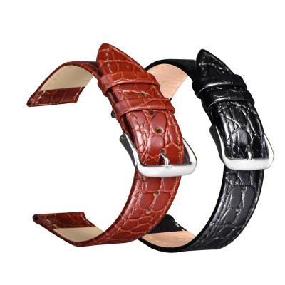 China Leather Wholesale Custom In Stock Brand Crocodile Minimal Superior Cowhide Woman Watch Strap Band Genuine Leather Factory for sale