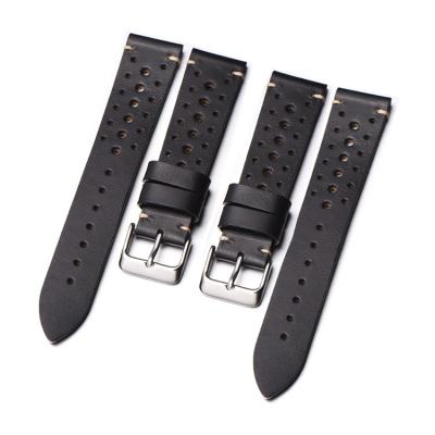 China Factory Price Leather Watch Strap Leather Band Leather Watch Bands For Men 20mm Black for sale