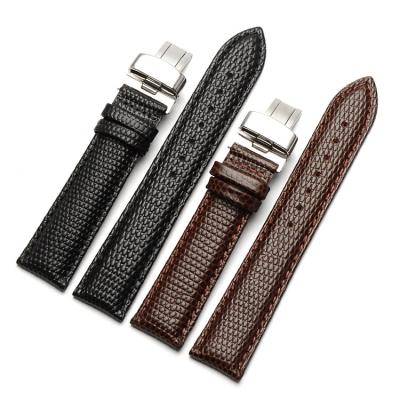 China Sufficient Stock Genuine Leather Watch Bands With Lizard Pattern Watch Strap For Wrist Band Replacement for sale