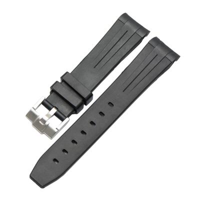 China Black Sports Silicone Men's Watch Band Rubber Watch Strap Blue Waterproof 20mm Rubber Strap Rubber Watch Strap for sale