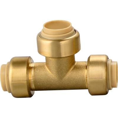 China Push Tee Brass Copper Quick Connect Push Fitting For Tee 1/2