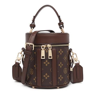 China Fashion \ High Quality Handbags Famous Brands PVC Cylinder Cross Comfortable \ Durable MKF Luxury Designer Over Shoulder Bag for sale