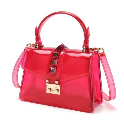 China Popular Wholesale Preppy Style RTS Rainbow Color And PVC Jelly Bags Fashion Messenger Bags Mini Handbags Ladies Purses For Girls for sale