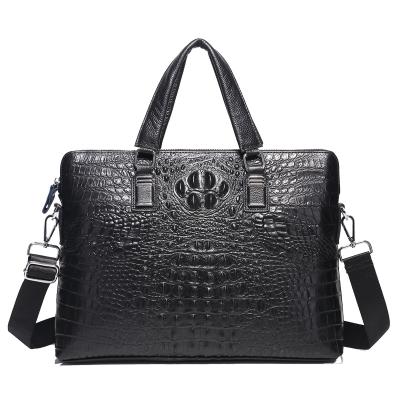 China High Quality Cowhide Leather Alligator Pattern Men's Handbags Business Bag Briefcase Men Messenger Computer Bag Luxury for sale