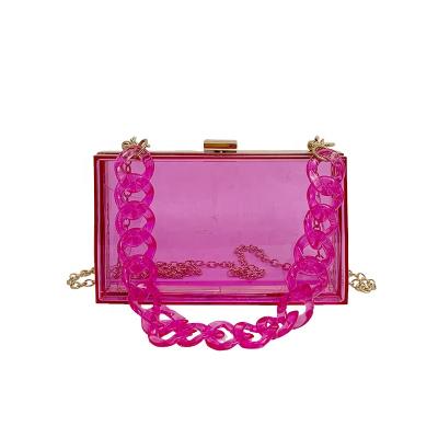 China Newest Fashinable Trend Insist Transparent Acrylic Box Bag For Ladies Fashion Side Bags For Girls Shoulder Chain Women Jelly Messenger Bag for sale