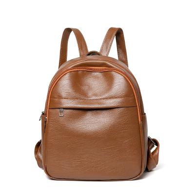 China Wholesale Custom Multi-pocket RTS Retro Zipper Popular Bag Leisure Travel Leather Waterproof Backpack For Women for sale