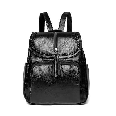 China Wholesale Custom PU Leather Multi-pocket RTS Fashion Travel Zipper Luxury Casual Bag Literary Backpack For Women for sale