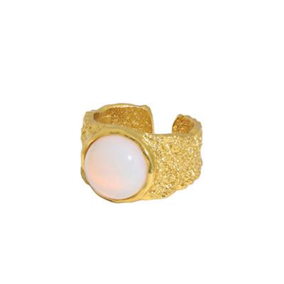 China 18K Gold Plated Stone Lead Free Nickel Free Opal Ring Stone 925 Sterling Silver Adjustable Opal Ring For Women for sale