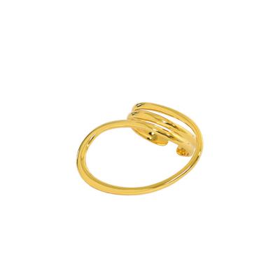 China Double Layer 18K S925 Ring Sterling Silver Ring Exaggerated Smooth Nickel Free Gold Plated Open Ring for sale